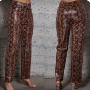 Stretch Snake Print Pant Straight Leg‎ Vegan Leather